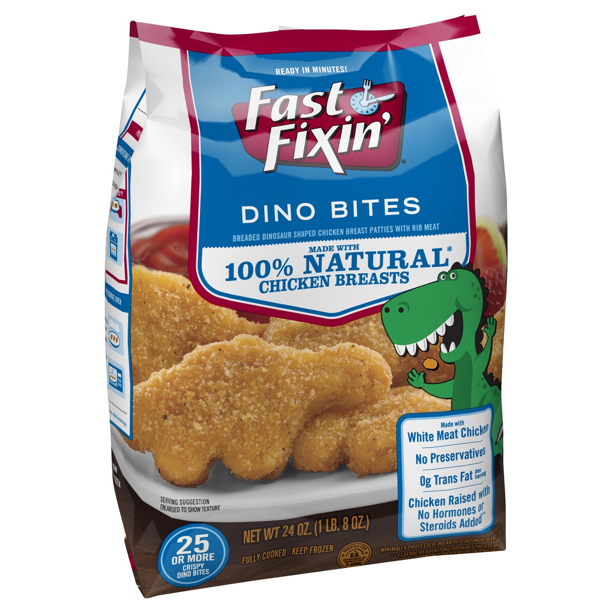 slide 2 of 5, Fast Fixin' Dino Chicken Bites, 24 oz (Frozen), 680.39 g