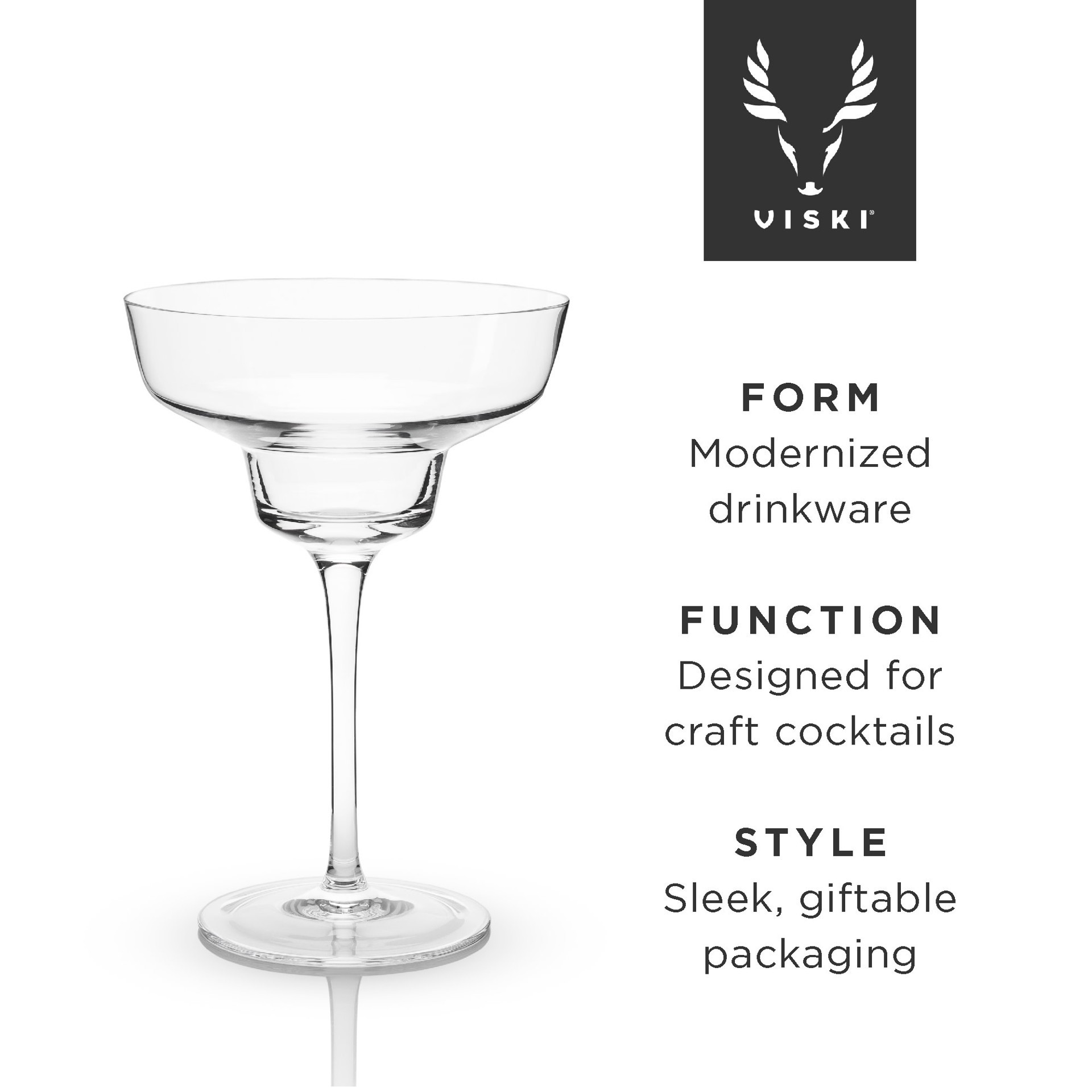 slide 3 of 5, Viski Raye Angled Crystal Margarita Glasses Set of 2, Lead-Free Premium Crystal Clear Glass, Margarita Cocktail Glasses, Stemmed Cocktail Glass Gift Set, 12 oz, 1 ct