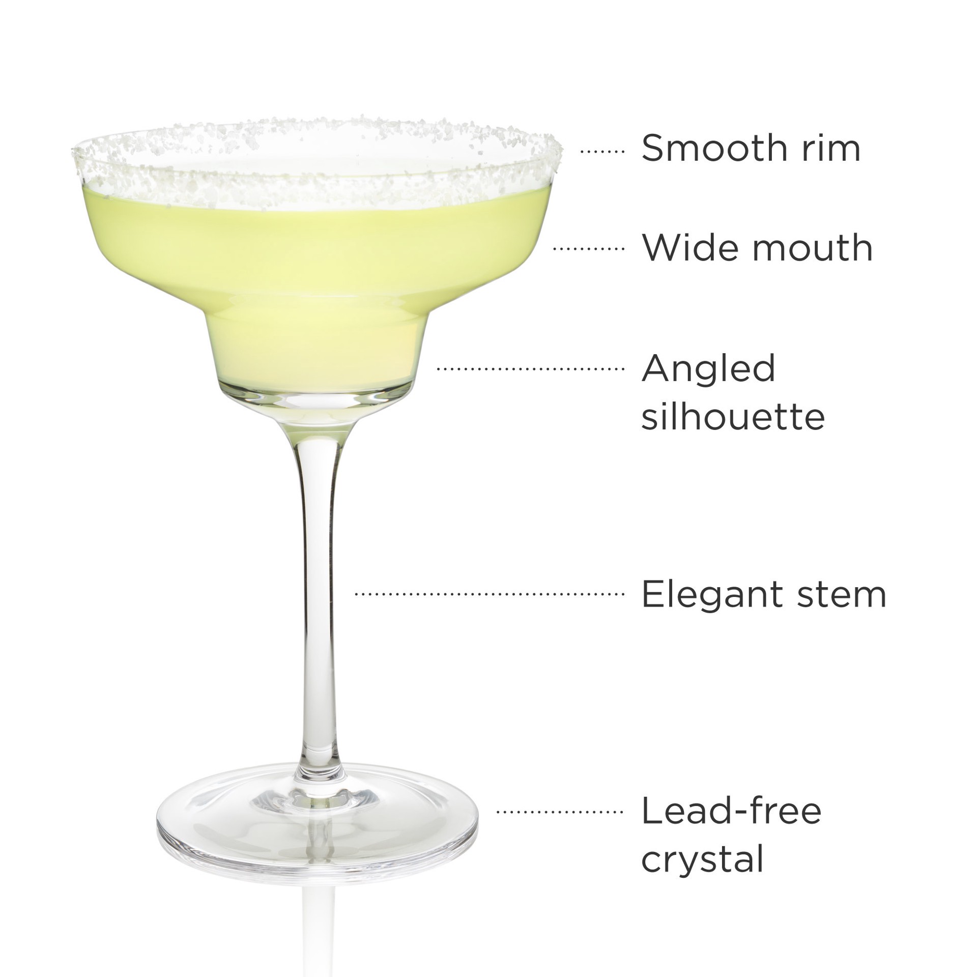 slide 5 of 5, Viski Raye Angled Crystal Margarita Glasses Set of 2, Lead-Free Premium Crystal Clear Glass, Margarita Cocktail Glasses, Stemmed Cocktail Glass Gift Set, 12 oz, 1 ct