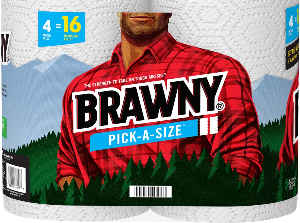 slide 3 of 6, Brawny Pick-A-Size 2-Ply Mega Rolls Paper Towels 4 ea, 4 ct