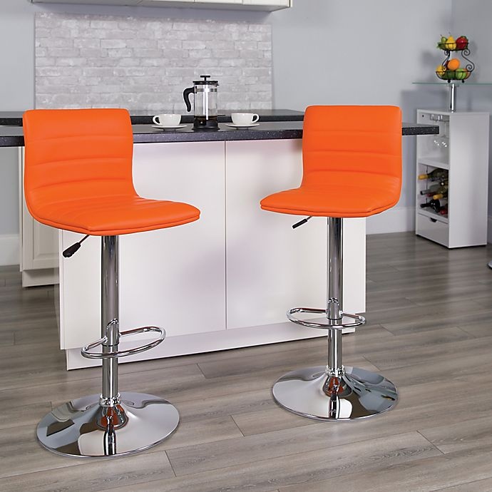 slide 2 of 11, Flash Furniture Contemporary Height Adjustable Vinyl Bar Stool - Orange, 1 ct