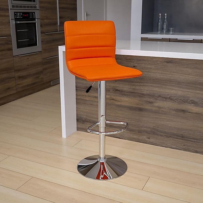 slide 11 of 11, Flash Furniture Contemporary Height Adjustable Vinyl Bar Stool - Orange, 1 ct