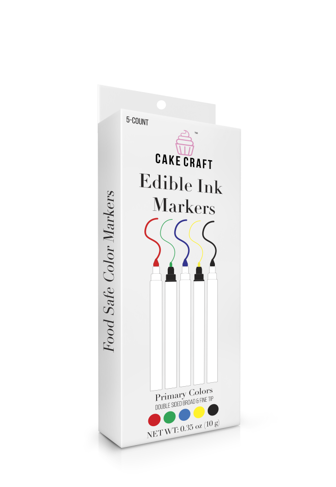 slide 1 of 1, Cake Craft Edible Ink Writers Primary Color /, 5 ct, 0.35 oz