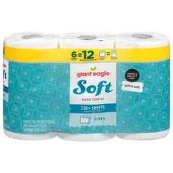 Giant Eagle Bath Tissue, Soft, 2-Ply, 6 Double Rolls