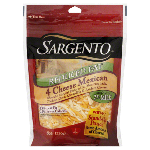 slide 1 of 4, Sargento Reduced Fat Four Cheese Mexican Blend, 8 oz