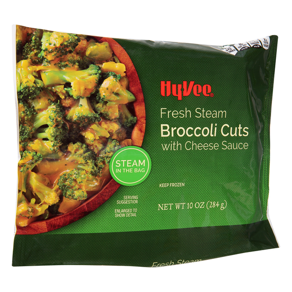 slide 1 of 1, Hy-vee Steam Quick, Broccoli With Cheese Sauce, 10 oz