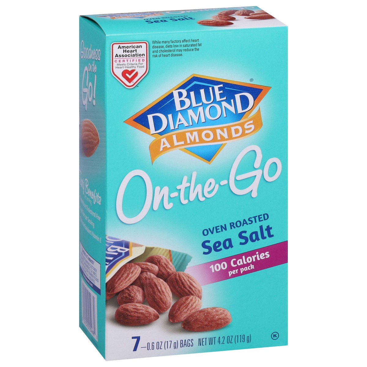 slide 12 of 13, Blue Diamond On-the-Go Oven Roasted Sea Salt Almonds 7 - 0.6 oz Bags, 7 ct; 0.6 oz