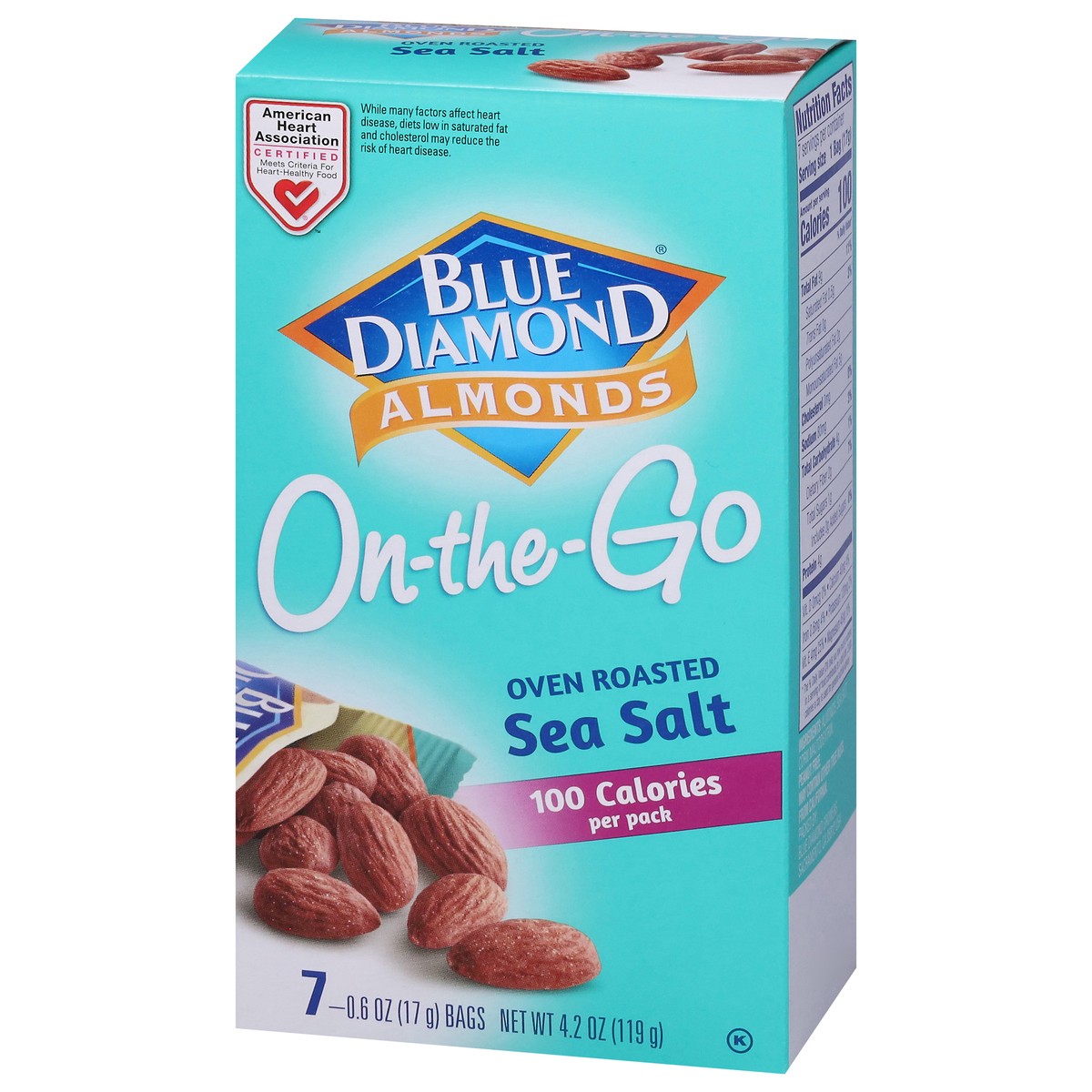 slide 5 of 13, Blue Diamond On-the-Go Oven Roasted Sea Salt Almonds 7 - 0.6 oz Bags, 7 ct; 0.6 oz