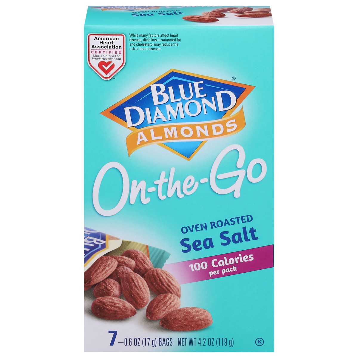 slide 1 of 13, Blue Diamond, Dry Roast Sea Salt, 100 Calorie Pack, Pack of 7, 7 ct; 0.6 oz