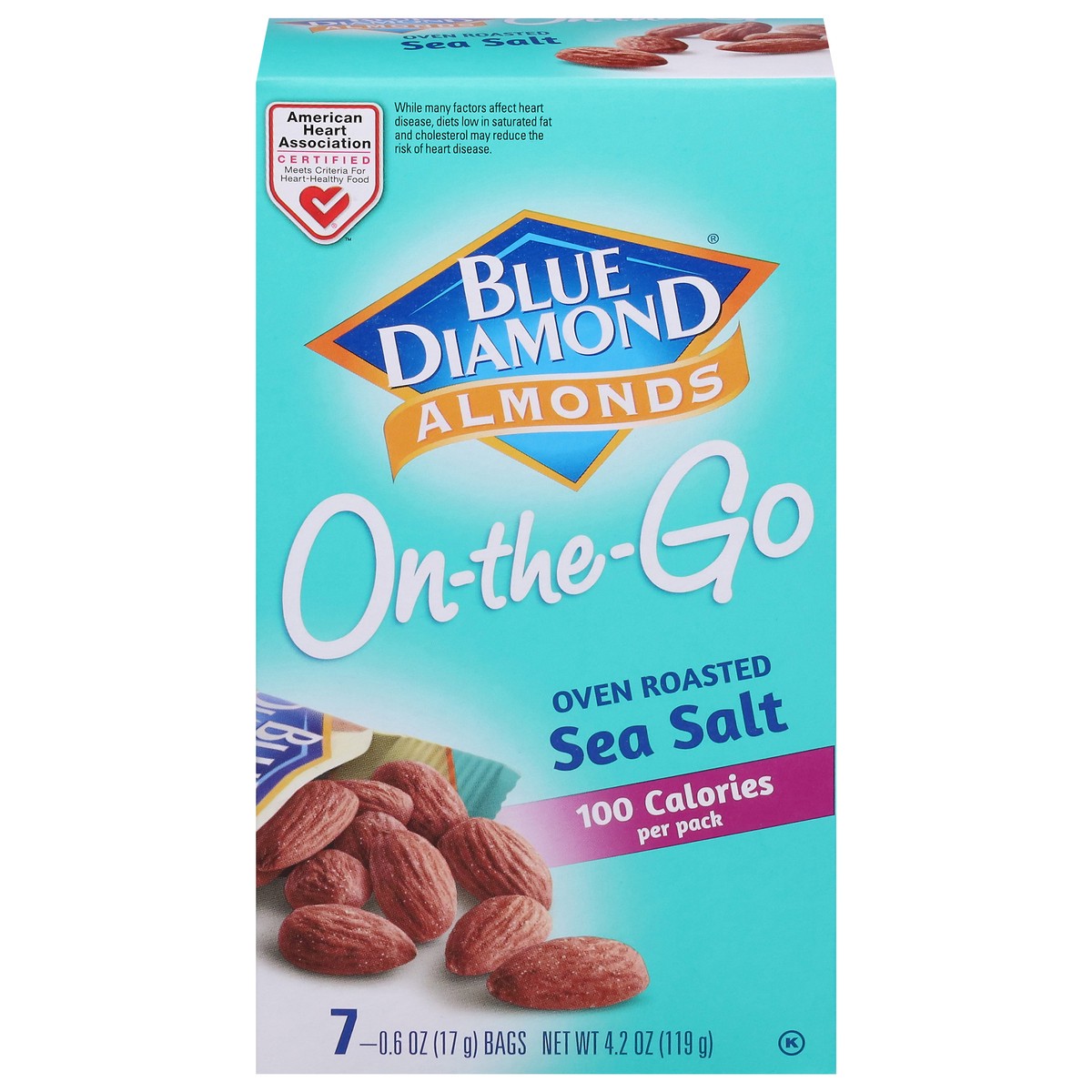 slide 1 of 13, Blue Diamond On-the-Go Oven Roasted Sea Salt Almonds 7 - 0.6 oz Bags, 7 ct; 0.6 oz