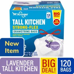 Kroger® Strong-Flex Unscented 13 Gallon Tall Kitchen Drawstring Trash Bags BIG DEAL!, 120 ct