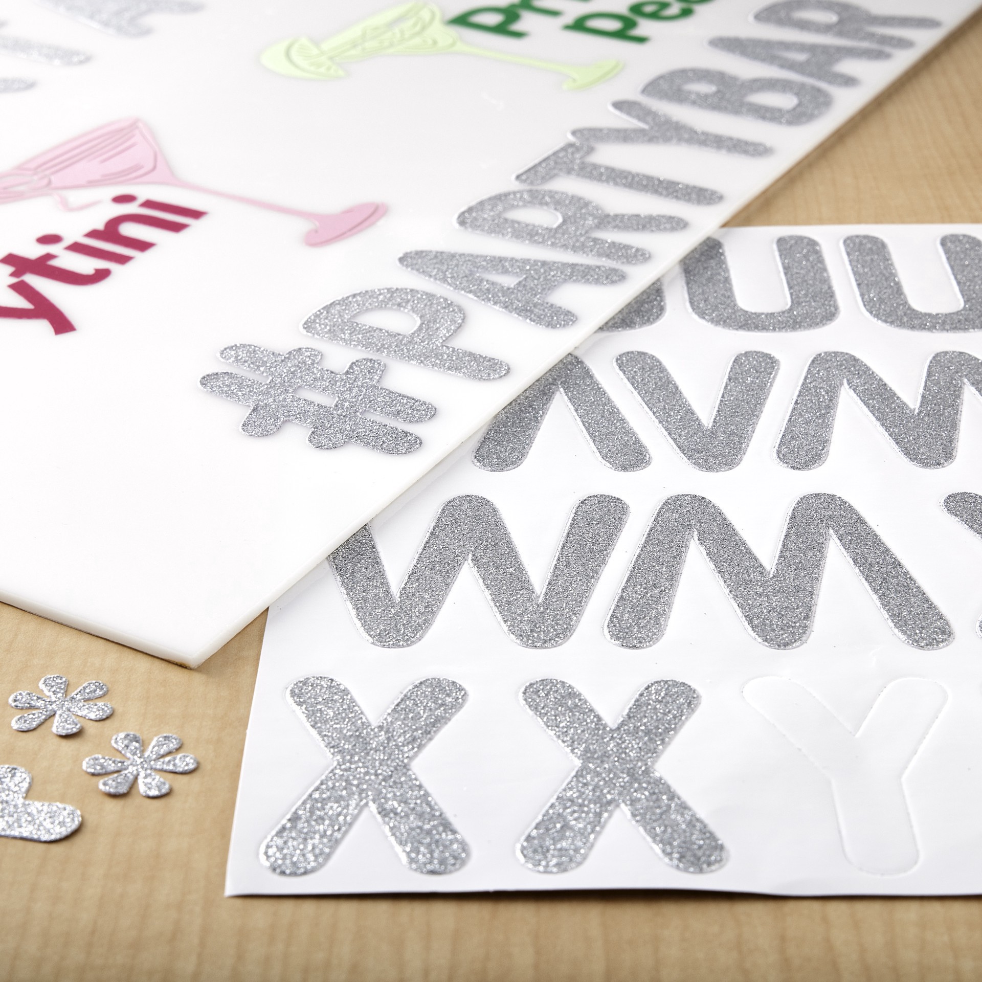 slide 2 of 5, 2.25" Silver Glitter Alphabet Stickers By Recollections, 2.25 in