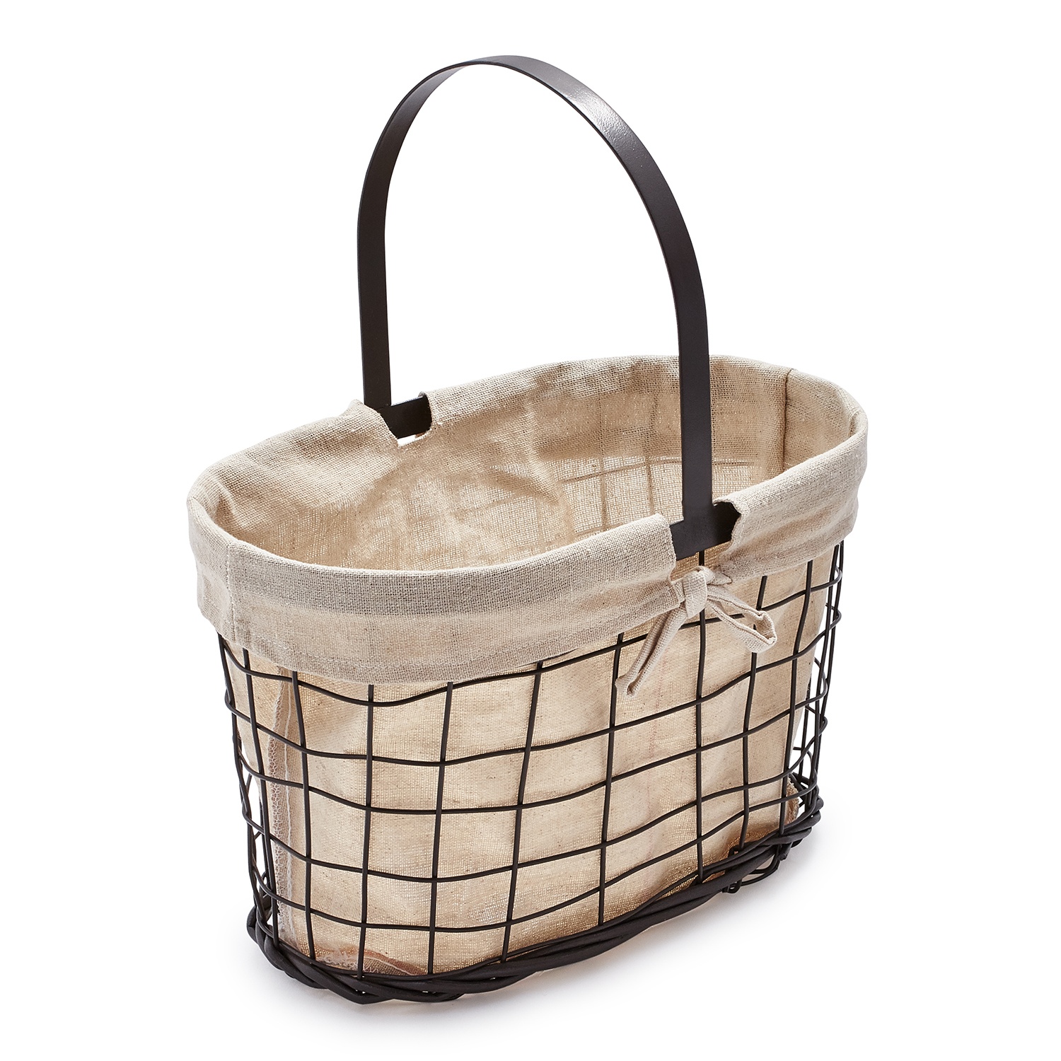 slide 1 of 1, Sur La Table Madeline Basket with Linen Liner and Loop Handle, 1 ct