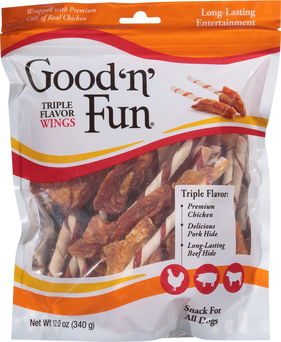 slide 8 of 9, Good 'n' Fun Triple Flavor Wings Snack for All Dogs 12.0 oz, 12 oz