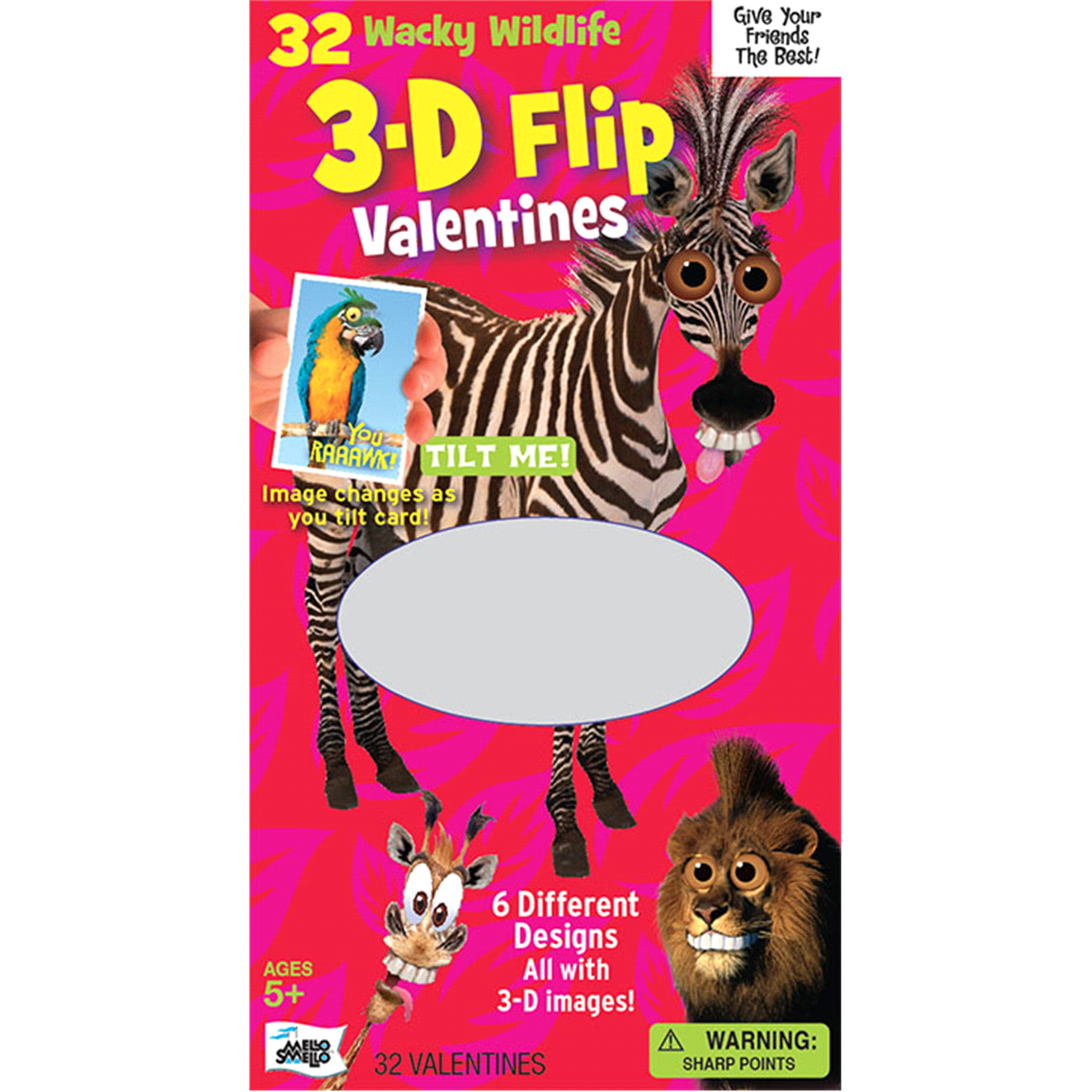 slide 1 of 1, Mello Smello Wacky Wildlife 3D Valentines, 32 ct