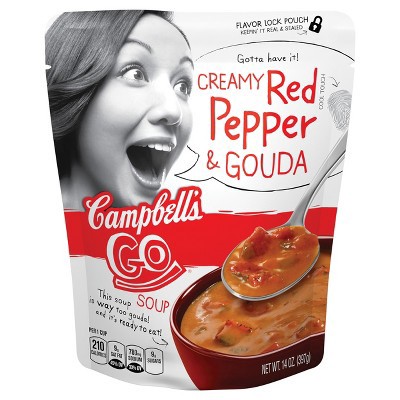 slide 1 of 2, Campbell's Go Creamy Red Pepper & Gouda Soup, 14 oz