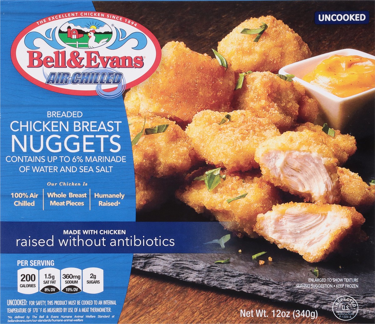 slide 4 of 9, Bell & Evans Breaded Chicken Breast Nuggets 12 oz, Uncooked, 12 oz