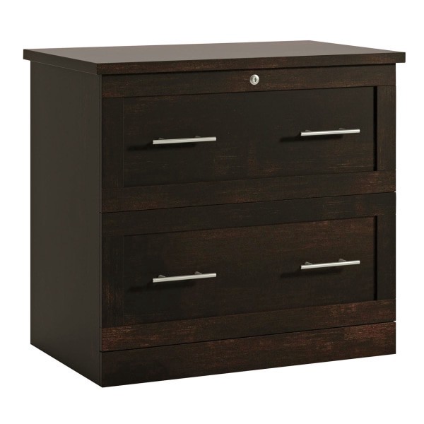 slide 3 of 7, Realspace® 29-7/16""W x 18-1/2""D Lateral 2-Drawer File Cabinet, Peppered Black, 1 ct