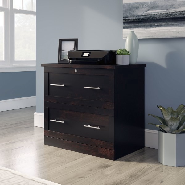 slide 6 of 7, Realspace® 29-7/16""W x 18-1/2""D Lateral 2-Drawer File Cabinet, Peppered Black, 1 ct