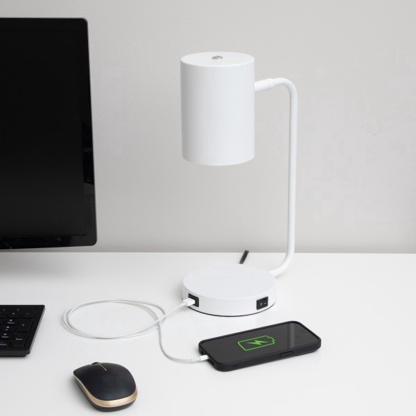 slide 4 of 10, Realspace™ Barsi Desk Lamp With USB Charging Port, 14""H, White, 1 ct
