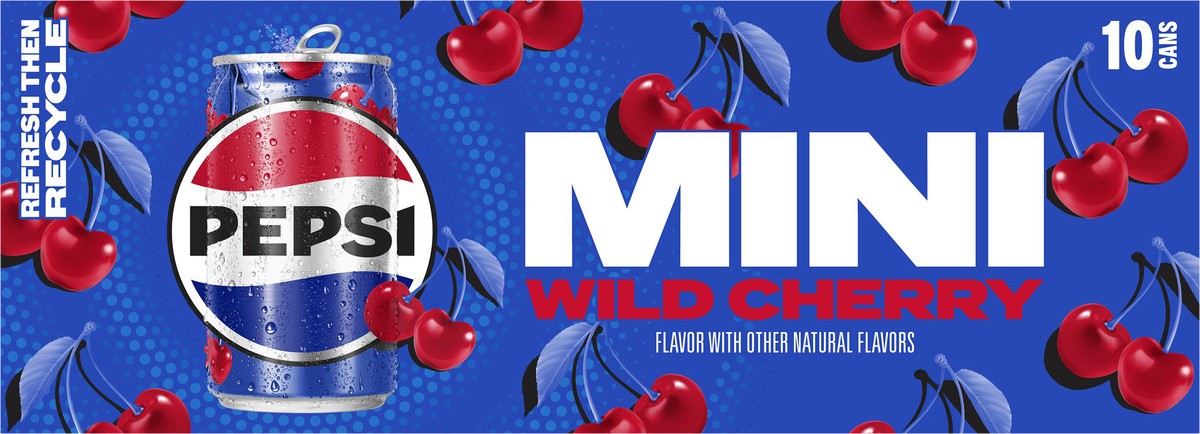 slide 7 of 10, Pepsi Mini Soda Wild Cherry 7.5 Fl Oz 10 Count, 75 oz