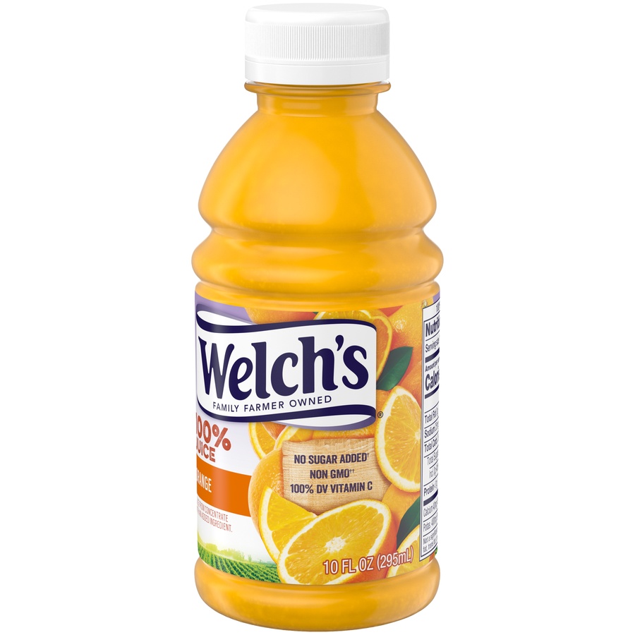 slide 3 of 5, Welch's Single Serve 100% Orange Juice, 10 fl oz