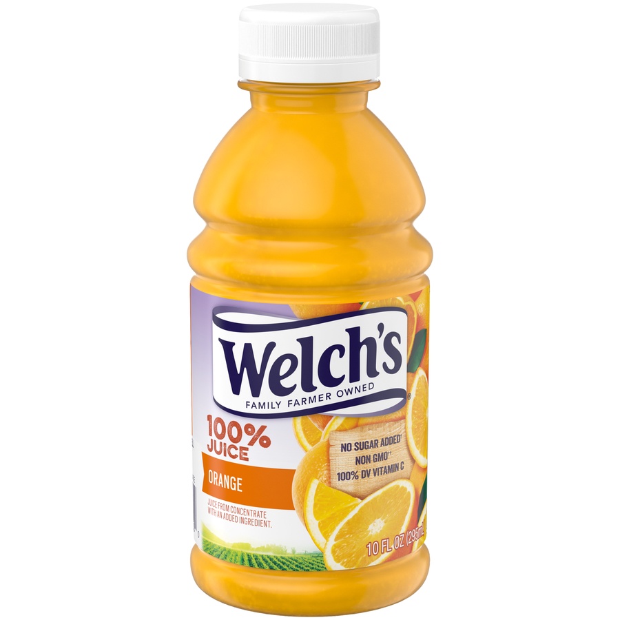 slide 1 of 5, Welch's Single Serve 100% Orange Juice, 10 fl oz