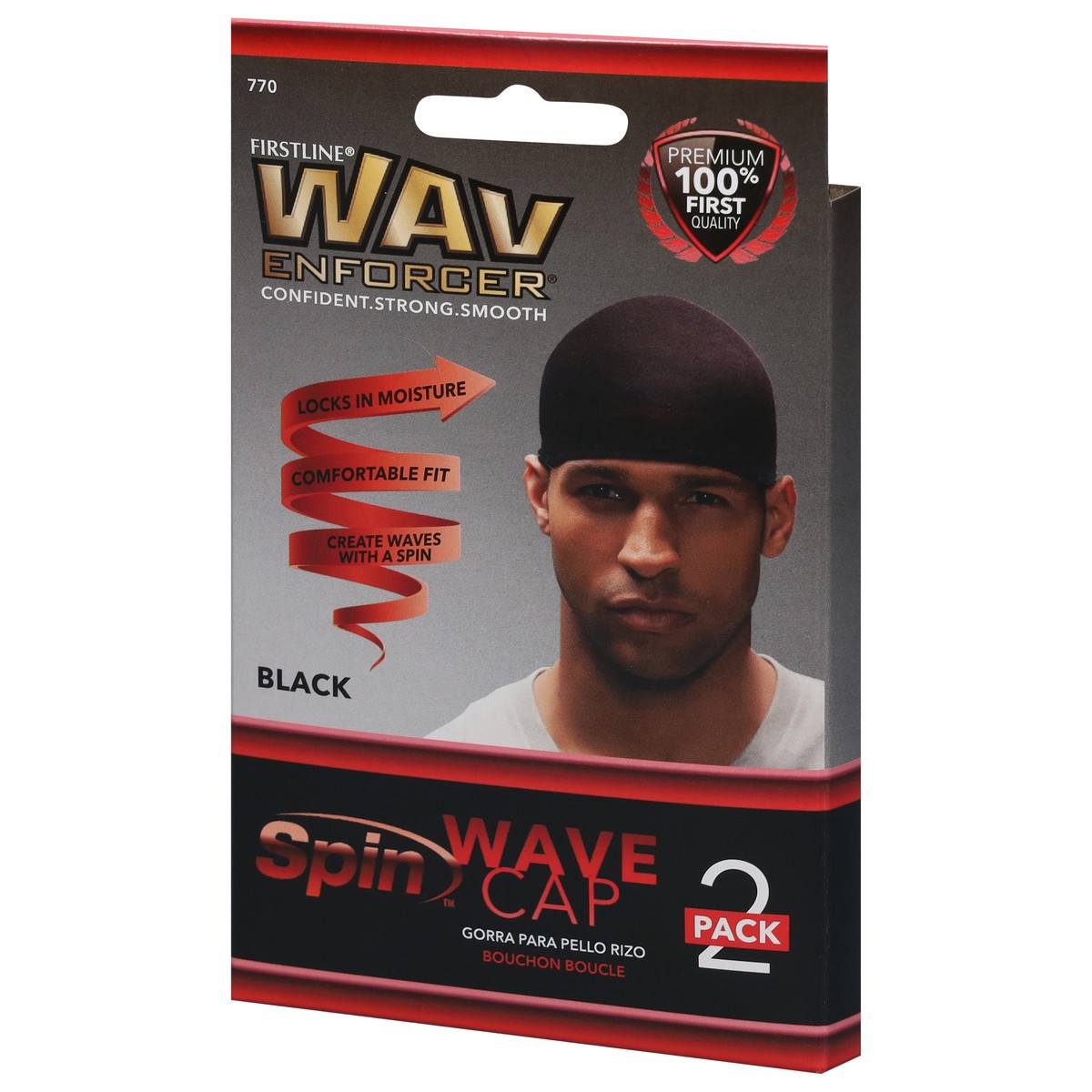 slide 6 of 9, Firstline Wav Enforcer Wave Black Spin Cap 2 ea, 2 ct