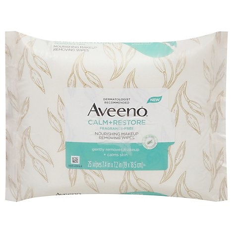 slide 1 of 1, Aveeno Calm Plus Restore Nourishing Makeup Remover Face Wipes - 25 Count, 25 ct