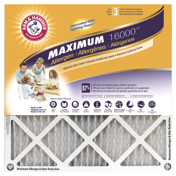 slide 1 of 1, ARM & HAMMER Max Odor Home Air Filter, 14 in x 20 in x 1 in