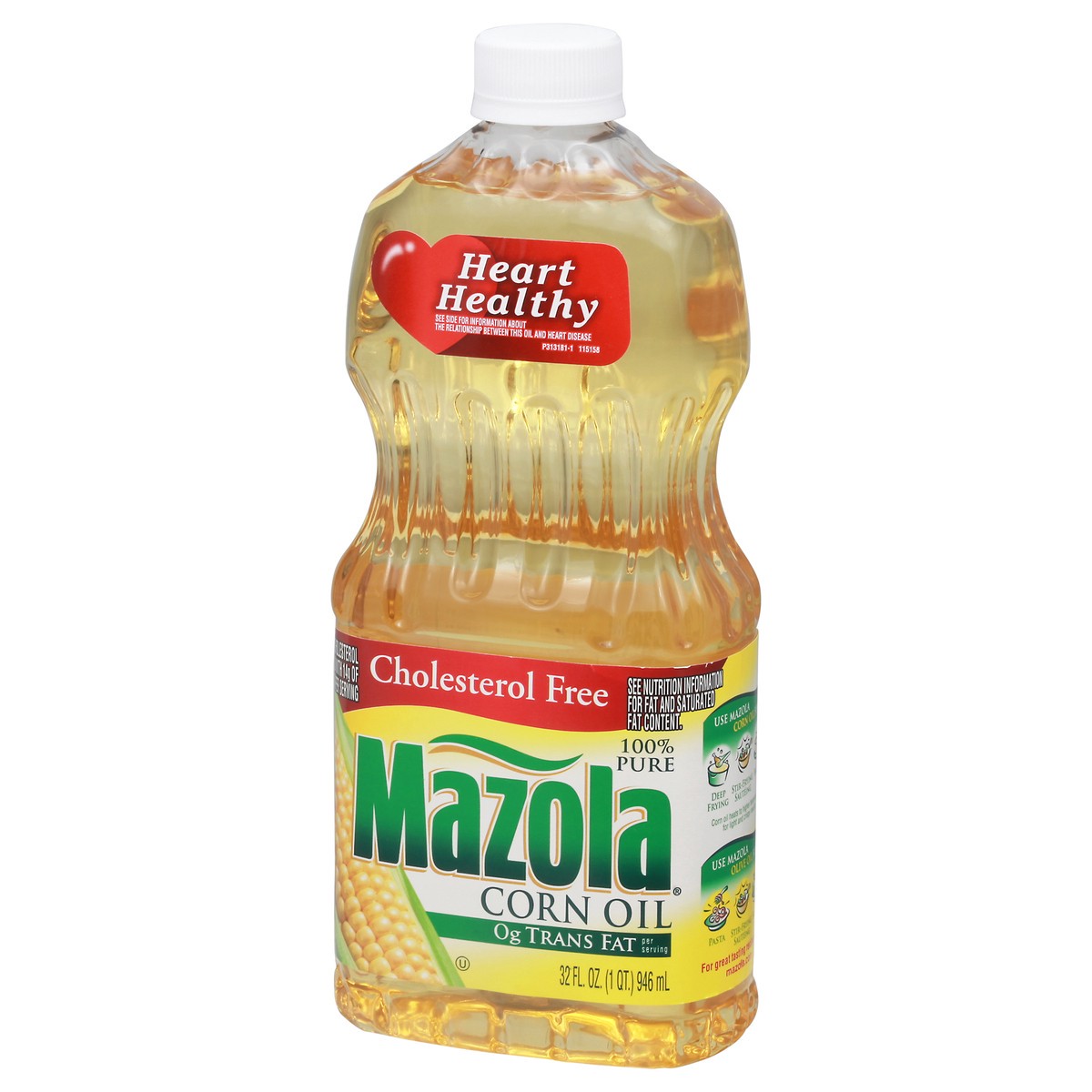 slide 4 of 12, Heart Healthy Mazola Cholesterol Free 100% Pure Corn Oil 32 fl oz, 32 fl oz