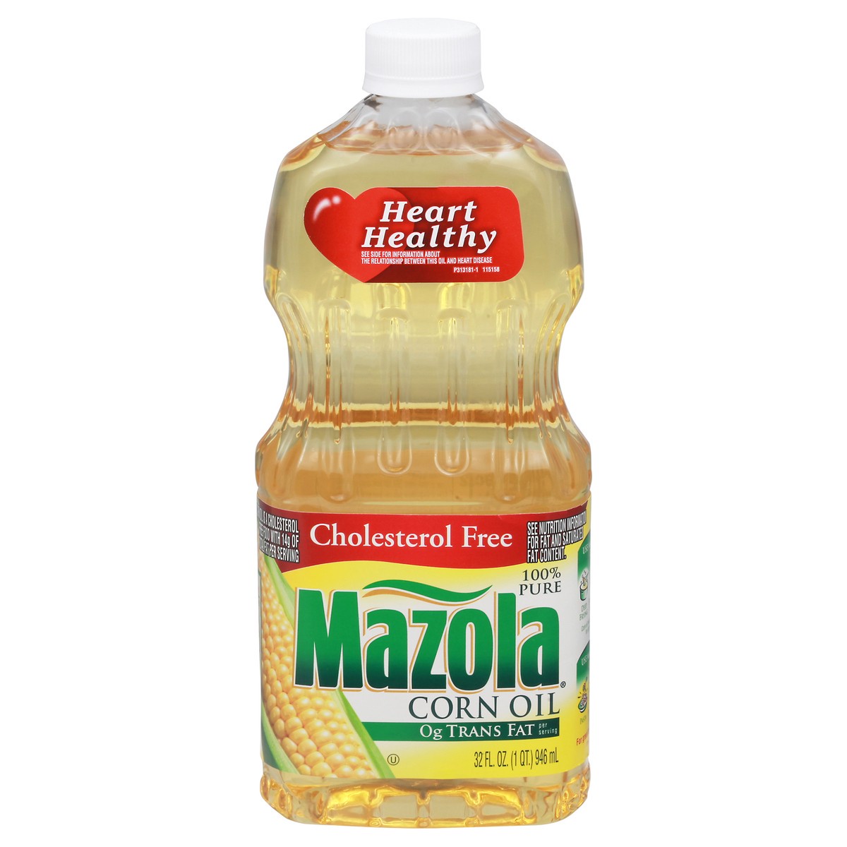 slide 2 of 12, Heart Healthy Mazola Cholesterol Free 100% Pure Corn Oil 32 fl oz, 32 fl oz