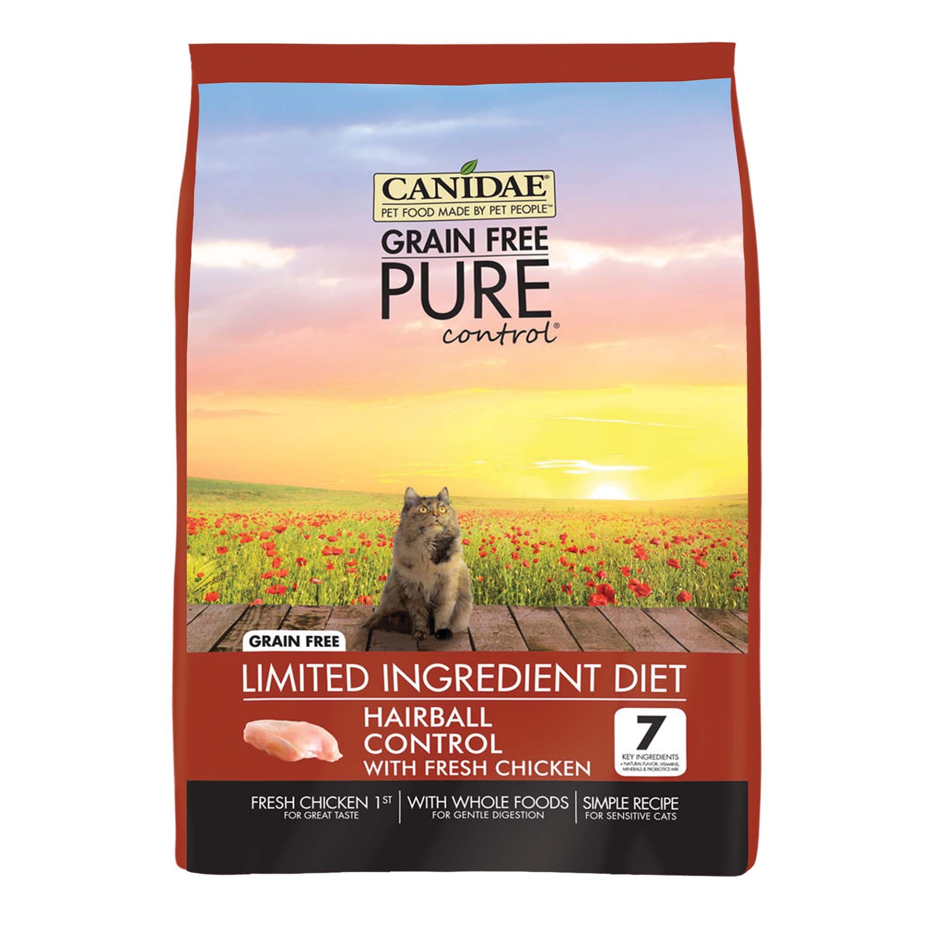 slide 1 of 1, CANIDAE Grain Free PURE Control Hairball Control Cat Dry Formula with Chicken, 5 lb