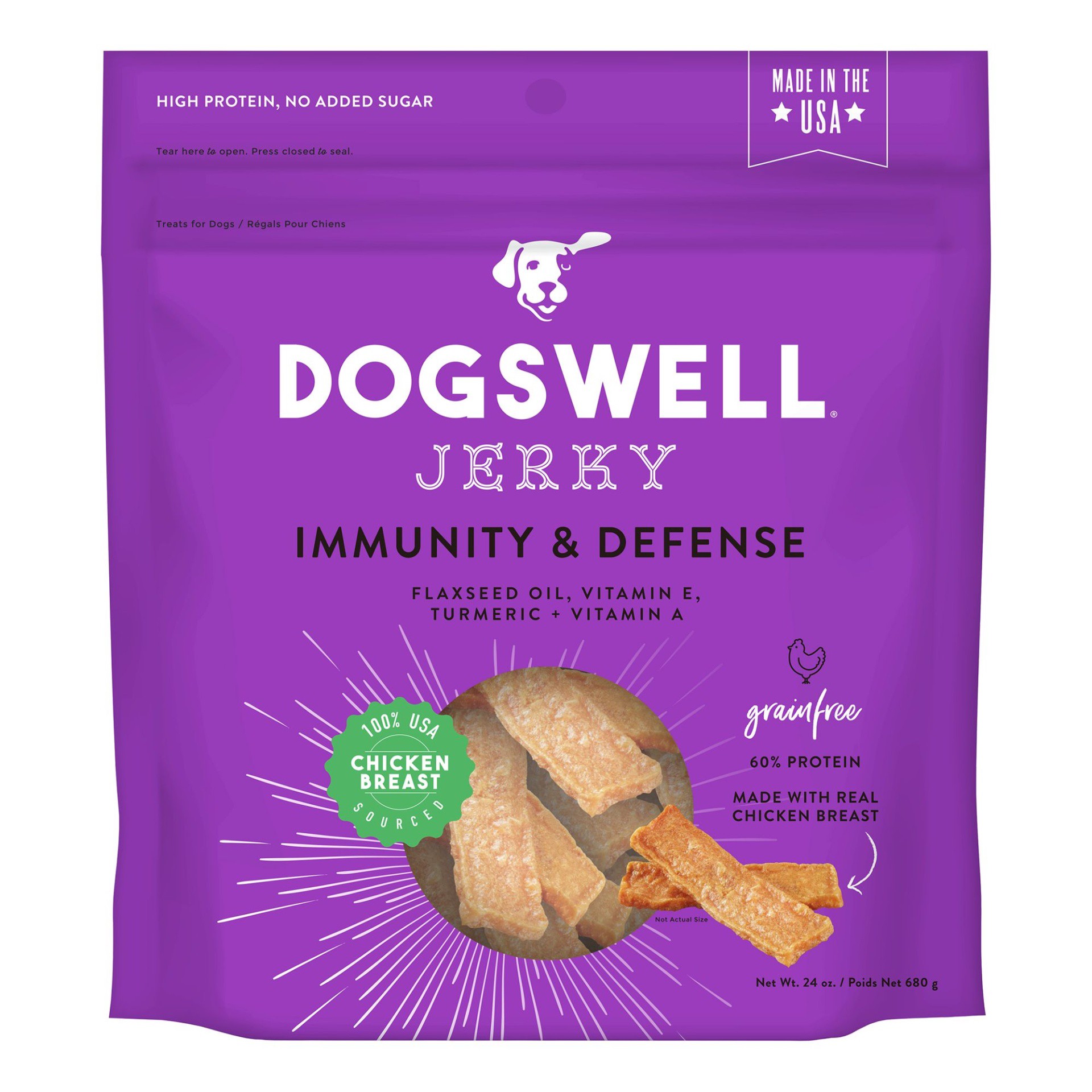 slide 1 of 1, Dogswell Immune System Jerky Dog Treats, Chicken Breast, 24 oz. Pouch, 24 oz