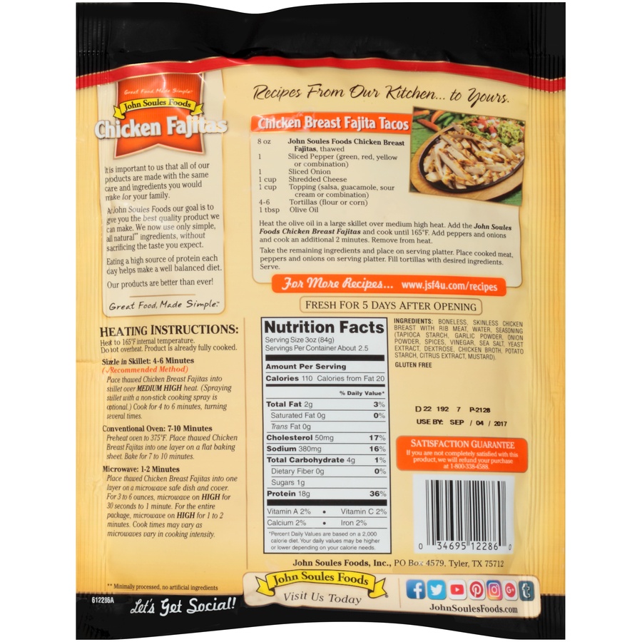 John Soules Foods Chicken Fajitas Chicken Breast Strips 8 oz | Shipt