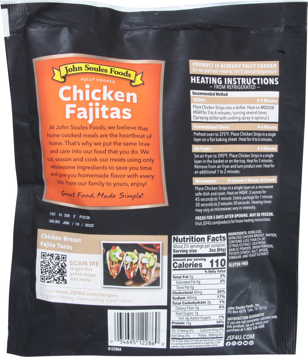 slide 3 of 11, John Soules Foods Chicken Fajitas 8OZ Bag, 8 oz