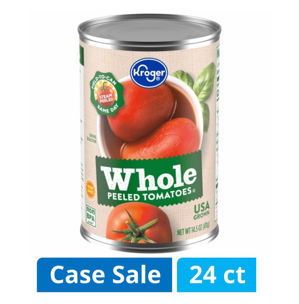 slide 1 of 1, Kroger® Whole Peeled Tomatoes Case Sale, 14.5 oz / 24 ct