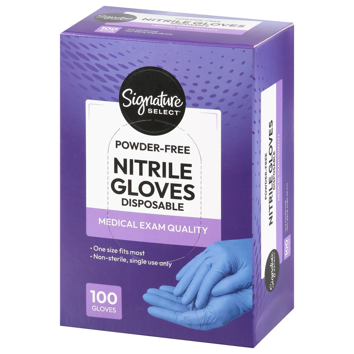 slide 14 of 15, Signature Select Disposable Powder-Free Nitrile Gloves 100 Each, 100 ct