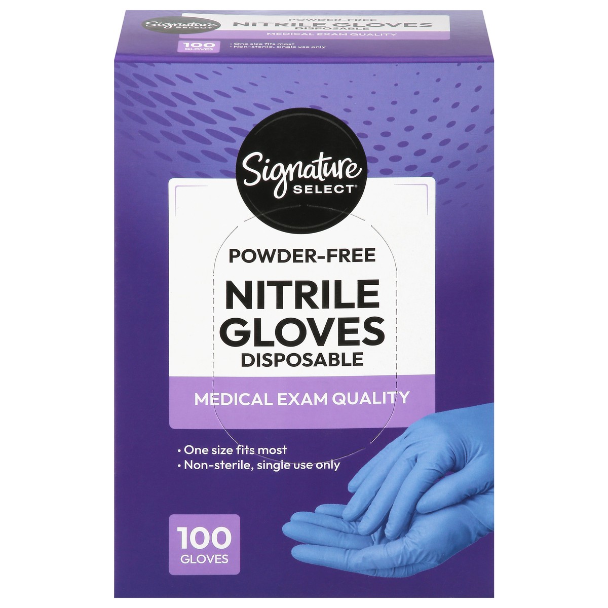 slide 2 of 15, Signature Select Disposable Powder-Free Nitrile Gloves 100 Each, 100 ct