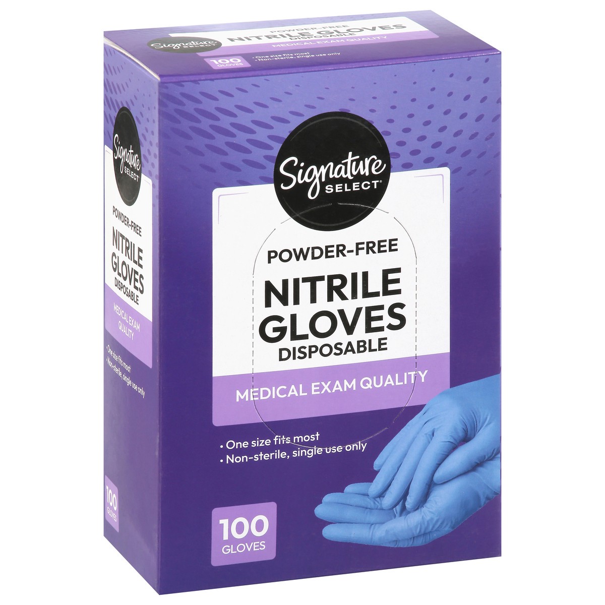 slide 13 of 15, Signature Select Disposable Powder-Free Nitrile Gloves 100 Each, 100 ct