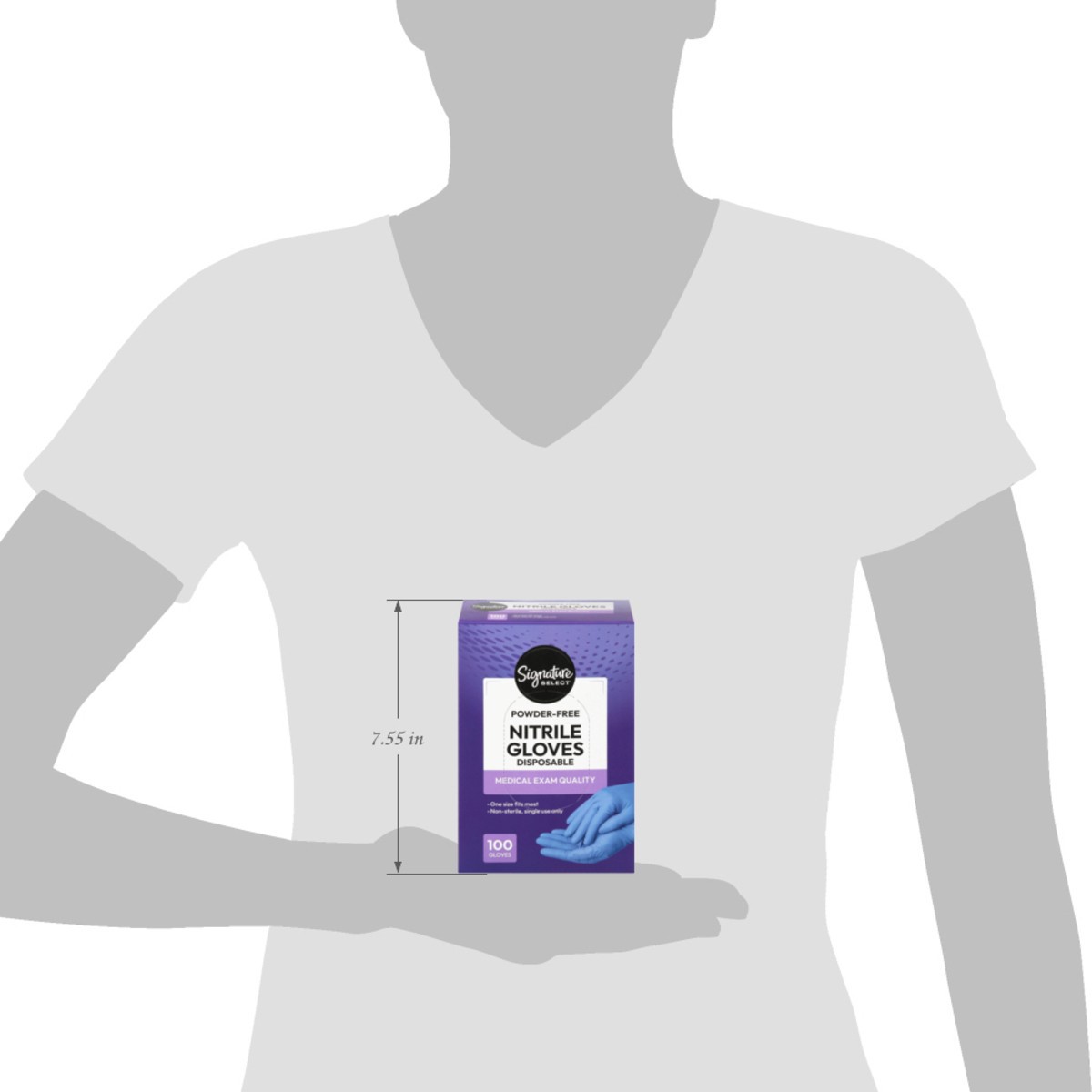 slide 4 of 15, Signature Select Disposable Powder-Free Nitrile Gloves 100 Each, 100 ct
