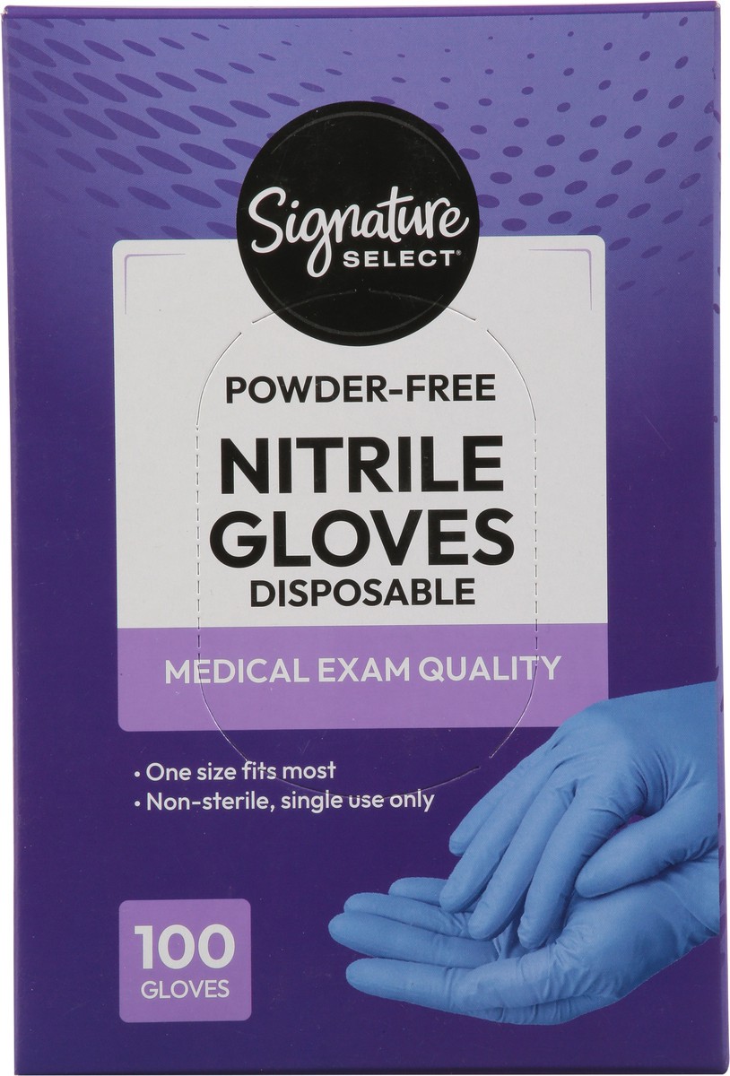 slide 15 of 15, Signature Select Disposable Powder-Free Nitrile Gloves 100 Each, 100 ct