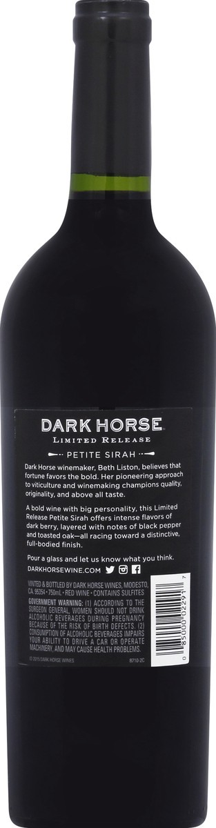 slide 6 of 6, Dark Horse Petite Sirah 750 ml, 750 ml