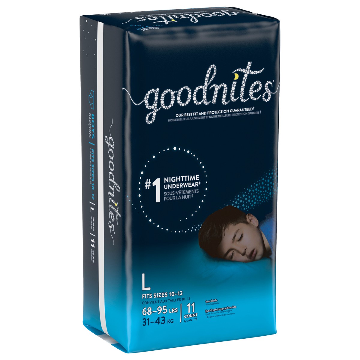 slide 8 of 9, Goodnites Boys' Nighttime Bedwetting Underwear, Size Large (68-95 lbs), 11 Ct, 11 ct