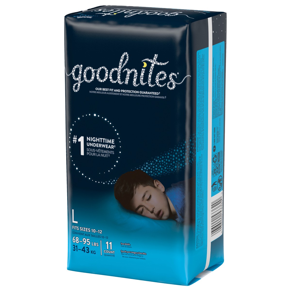 slide 5 of 9, Goodnites Boys' Nighttime Bedwetting Underwear, Size Large (68-95 lbs), 11 Ct, 11 ct