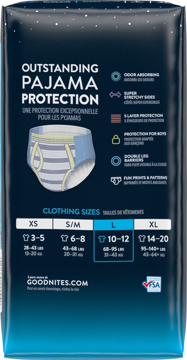 slide 3 of 9, Goodnites Boys' Nighttime Bedwetting Underwear, Size Large (68-95 lbs), 11 Ct, 11 ct