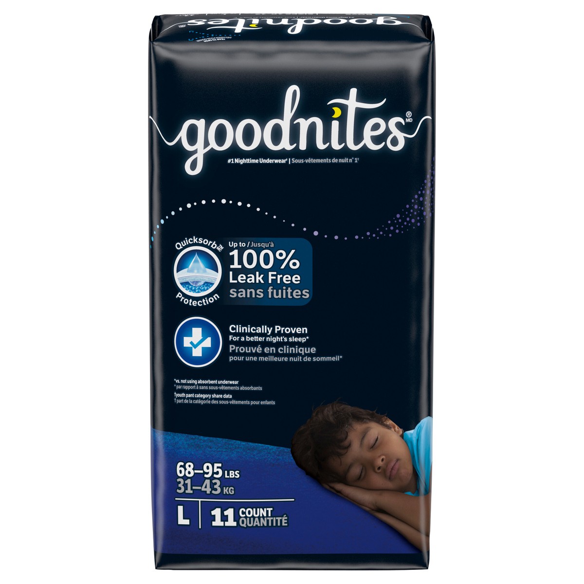 slide 1 of 9, Goodnites Boys' Nighttime Bedwetting Underwear, Size Large (68-95 lbs), 11 Ct, 11 ct