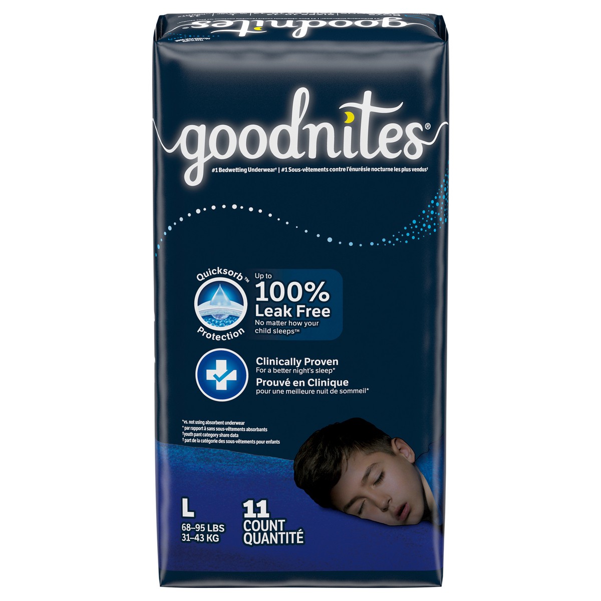 slide 1 of 9, Goodnites Boys' Nighttime Bedwetting Underwear, Size Large (68-95 lbs), 11 Ct, 11 ct