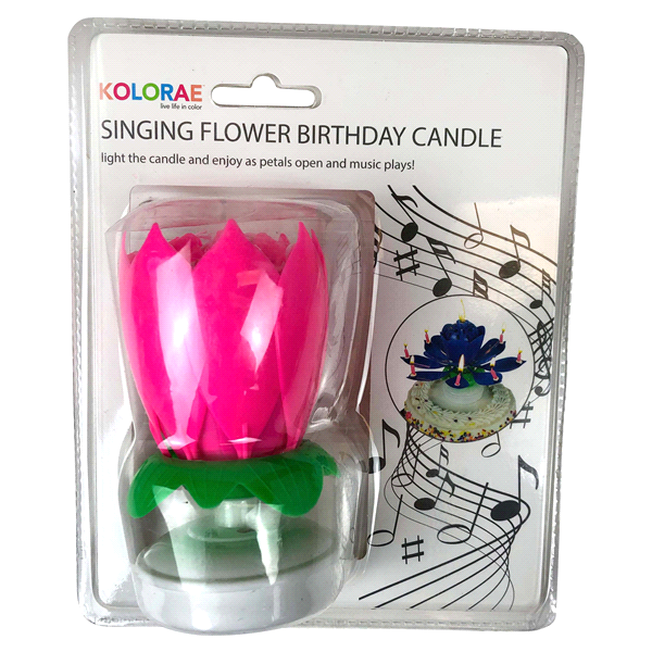 slide 1 of 1, Kolorae Singing Flower Birthday Candle, Assorted Colors, 1 ct