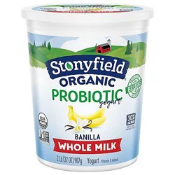 Stonyfield Farm Organic Whole Milk Banilla Probiotic Yogurt - 32 Oz